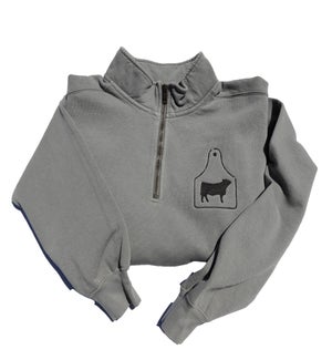 Beef Tag Grey Quarter Zip Sweatshirt - Embroidered